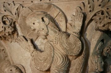 Detail of the Risen Christ, with the empty tomb on the right.