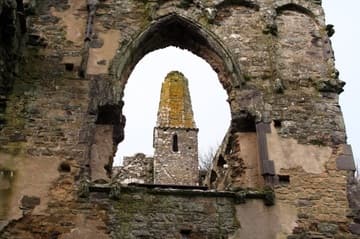 Glimpse of the belfry through a window of the Great Chapel.