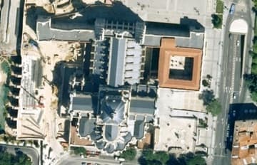 Aerial view of Almudena Cathedral.