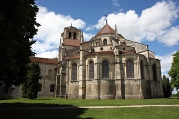 View of early Gothic chevet (c.1170-1210) from the peaceful garden to the east.
