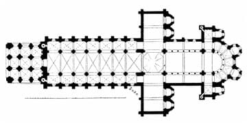 Floor plan of the 11th- and 12th-century Saint-Beno&icirc;t-sur-Loire Abbey.