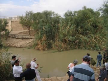 Approaching the Jordan River on the Jordan side. Israel is across the river.