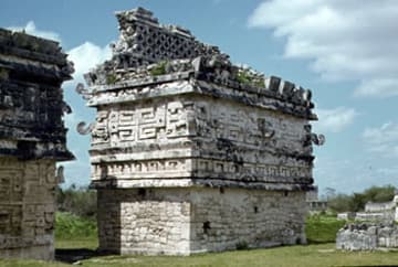 Building featuring the hook-nosed god Chac.