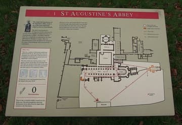 Plan of St. Augustine's Abbey on the first signboard at the site.