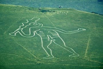 Aerial view of the Cerne Abbas Giant.