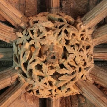 Roof boss with Green Man.