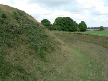 Side of the Old Sarum mound and ditch.