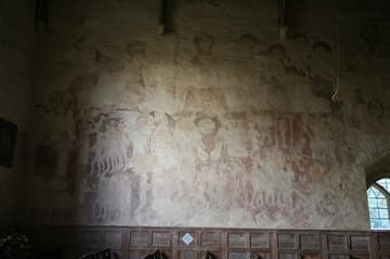 Doom painting on the north wall of the nave.