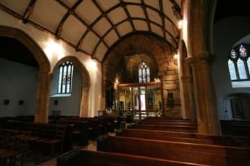 View west towards the entrance from the nave.