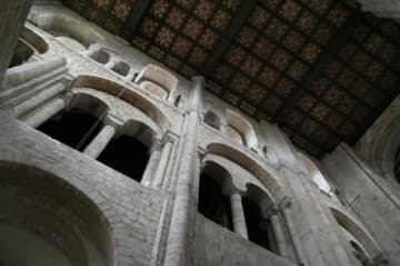 Romanesque triforium and ceiling in the nave.