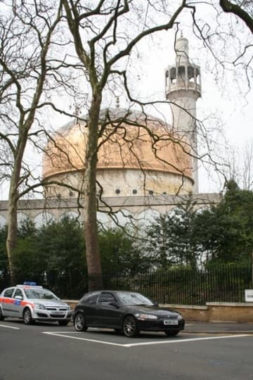 Glimpse of the golden dome and minaret.