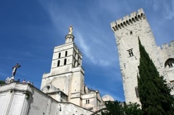 View from west with a tower of the Palais des Papes.