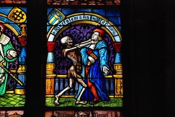 Scene from the Dance of Death window.