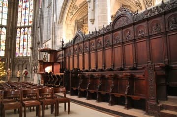 The carved choir stalls of Bern M&uuml;nster.