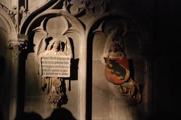 Shadows on a monument in the north aisle.