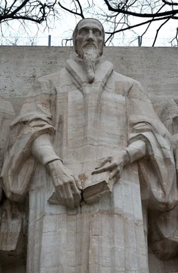 The commanding statue of John Calvin.