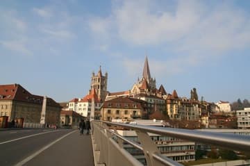 View of Lausanne Cathedral from the Pont Ch. Bessieres.