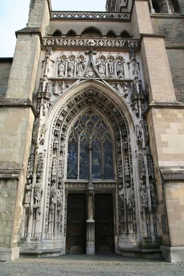 The splendid west portal, known as the Montfalcon portal after a 16th-century bishop.