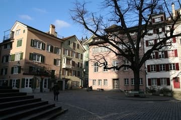 Cozy square surrounding the stairs to the Peterskirche.