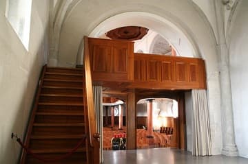 View of the gallery and pulpit from the choir.