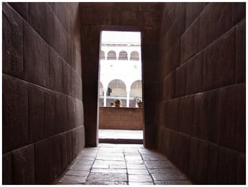 An Inca sun temple with a view of a Dominican convent.