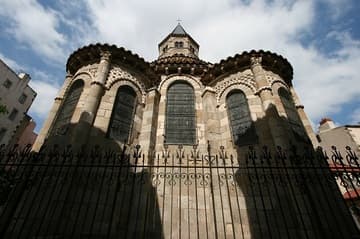 View of the chevet from east. Notre-Dame-du-Port, 12th century, Clermont-Ferrand, Auvergne, France.