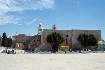 Exterior of the Church of the Nativity, Bethlehem, from Manger Square.