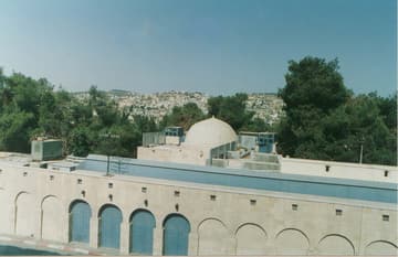 Rachel's Tomb today, barely visible behind its enclosing fortress.