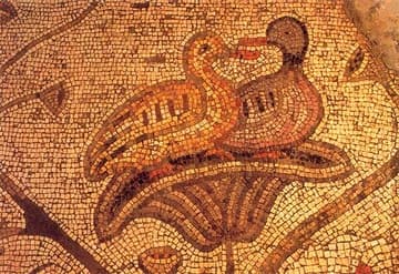 Canoodling ducks on the 5th-century floor mosaic.