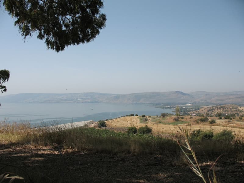 View to the Sea of Galilee from the Mount of Beatitudes.