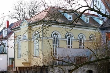 View from northeast of the Kleine Synagoge (Small Synagogue), 1840, Erfurt, Germany.