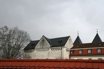 A glimpse is all you can get of the westwork, dating from c.1180.