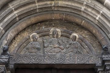 Tympanum with Christ Blessing, St. James and St. John.