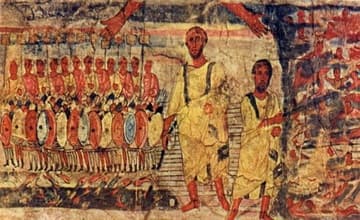 Fresco of Moses and the Exodus, from the Dura Europos synagogue.