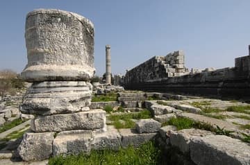 Ruins outside the north wall of the Temple of Apollo in Didyma.