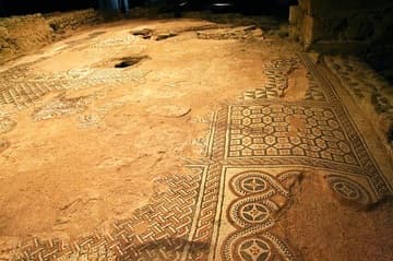 Late Roman mosaic pavement. Archaeological Site, Geneva, Switzerland.