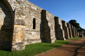 Closer look at the undercrofts, originally beneath the guest quarters.