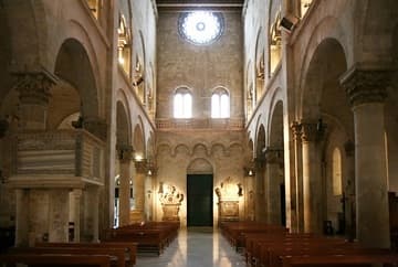 Interior looking west to the facade.