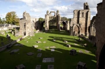 Ruins of Elgin Cathedral, looking east from the west gallery.