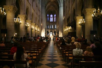 The Gothic nave, looking east towards the altar.