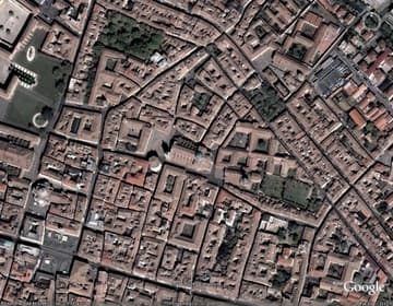 Satellite view of Parma's Duomo and baptistery. Image courtesy of Google Earth. Related pages: