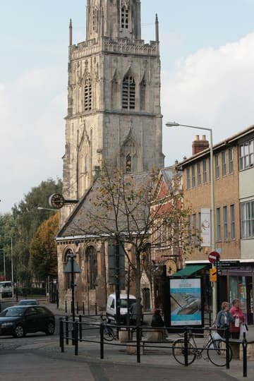 St Nicholas' Church, seen from the east on Westgate Street. Related pages: