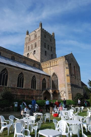 View of the south transept and tower from the southwest. Related pages: