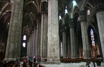 Nave and south aisles of Milan Cathedral, begun 1386.