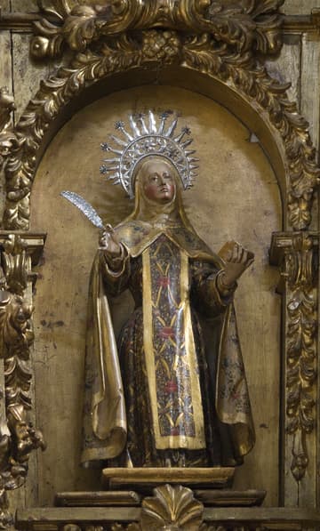 Today, 15 October, is the feast of the Carmelite Doctor of the Church and mystic, St Teresa of Avila. This statue of the saint is in the chapel of the Transverberation in the convent of the Incarnation, where she was once prioress and received her mystical experiences.