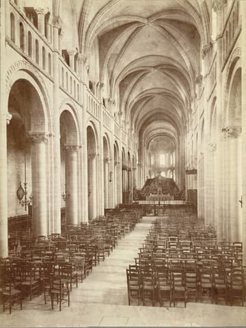 <b>Collection</b>: A. D. White Architectural Photographs, Cornell University Library
Accession Number: 15/5/3090.01331

<b>Title</b>: Caen. Nave, Abbey Church of the Trinity, Abbaye aux Dames

Photographer:  Neurdein Frères (French, active ca. 1863-1912)


Building Date: 1060-1080
Photograph date: ca. 1865-ca. 1895


<b>Location</b>: Europe: France; Caen

<b>Materials</b>: albumen print

Image: 10.3937 x 7.874 in.; 26.4 x 20 cm

<b>Style</b>: Norman Romanesque

<b>Provenance</b>: Transfer from the College of Architecture, Art and Planning

<b>Persistent URI</b>: <a href="http://hdl.handle.net/1813.001/5thn" rel="nofollow">http://hdl.handle.net/1813.001/5thn</a>

There are no known copyright restrictions on this image.  The digital file is owned by the Cornell University Library which is making it freely available with the request that, when possible, the Library be credited as its source.



We had some help with the geocoding from <a href="http://developer.yahoo.com/" rel="nofollow">Web Services by Yahoo!</a>
