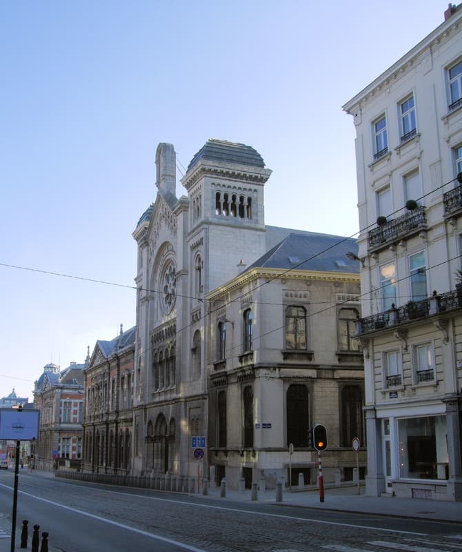 The Great Synagogue of Brussels, on Rue de la Regence, was completed in 1878.