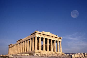 The timeless Parthenon, with moonrise.