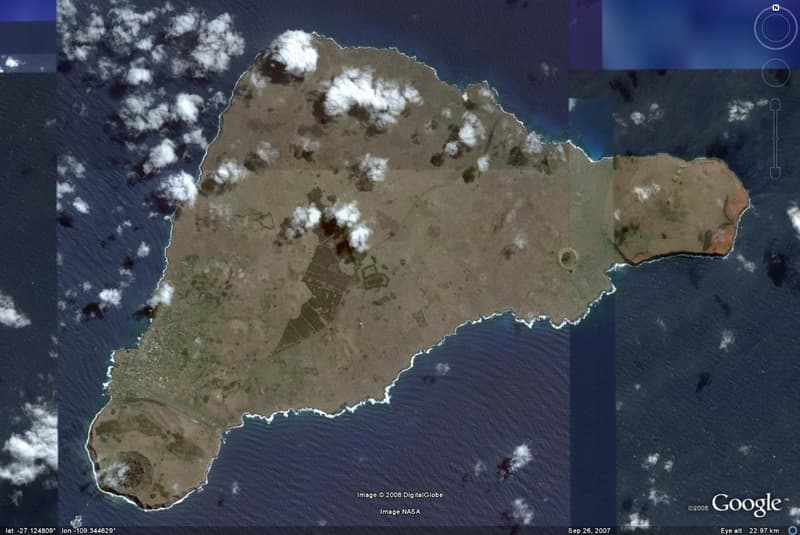Aerial view of Easter Island.