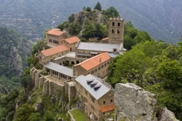 View of Saint-Martin-du-Canigou Abbey from above.
